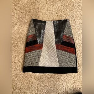 Tweed Patchwork Mini Skirt with Matching Scarf